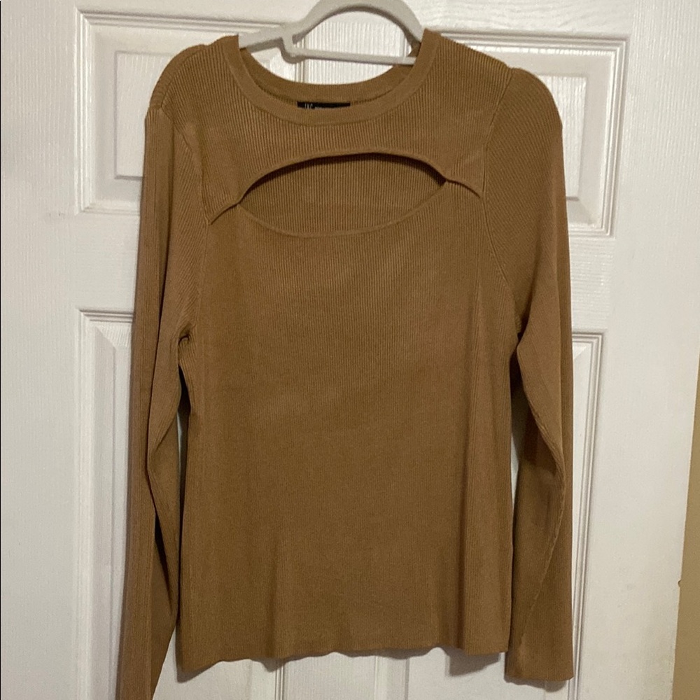 INC International Concepts Camel Cutout Blouse
